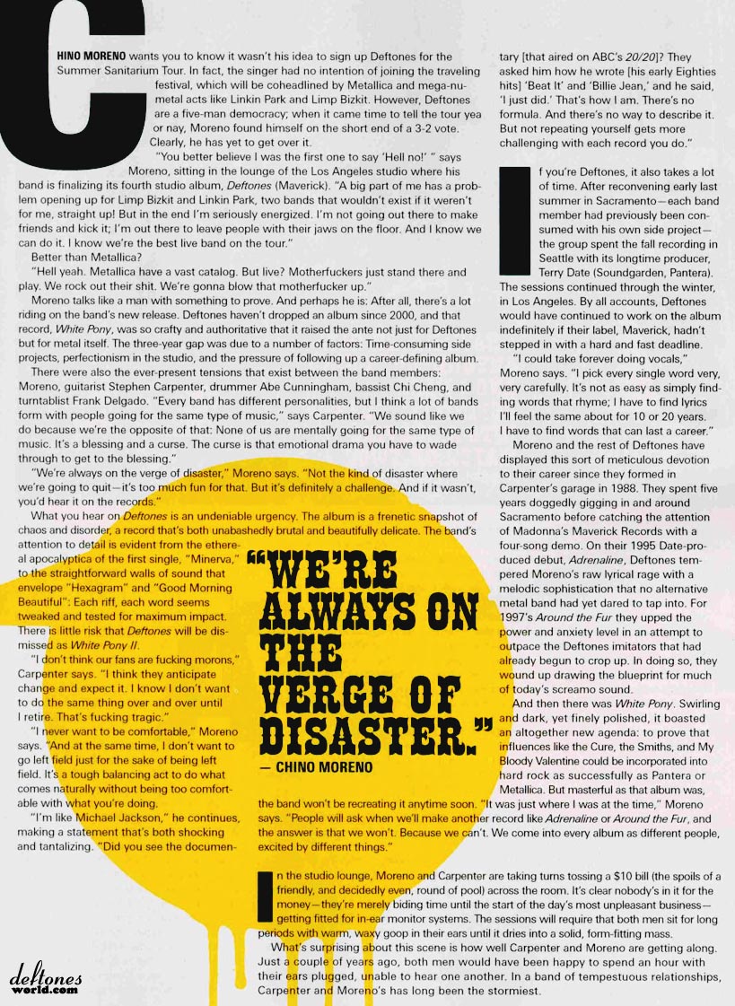 Revolver - May 2003 // Deftones Interviewed - DeftonesWorld - All about the  Deftones