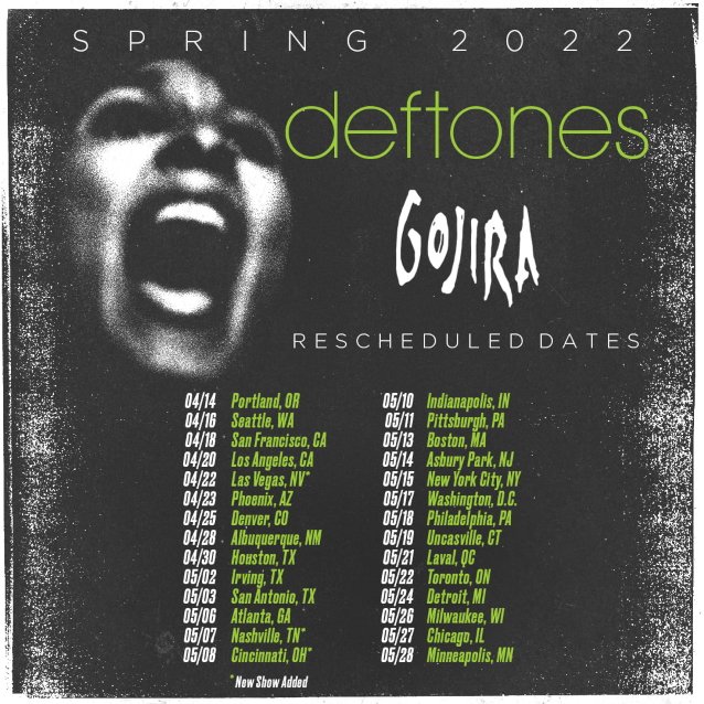 DEFTONES And GOJIRA Postpone North American Tour Until Spring Of 2022